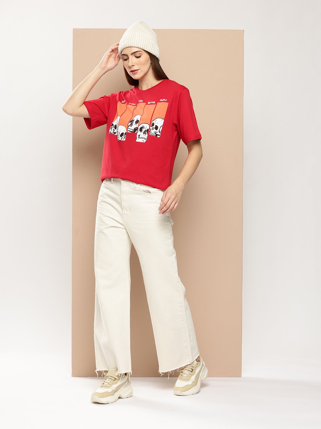 Womens Half Sleeve Round Neck Oversized Fit T-Shirts