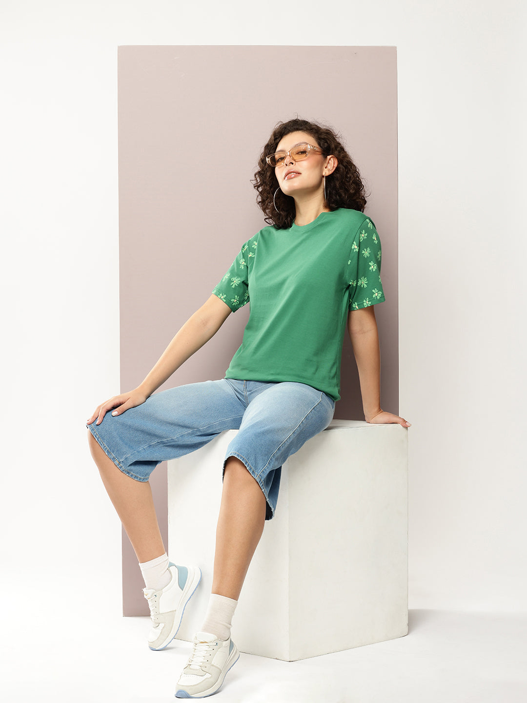Womens Half Sleeve Round Neck Printed Oversized Fit Tshirts