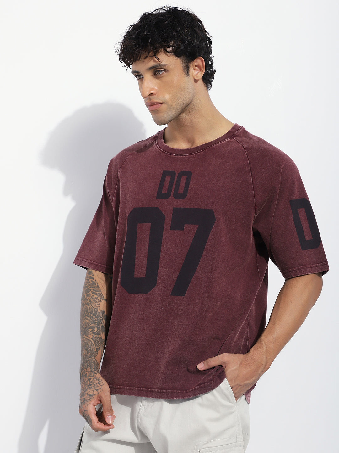 Mens Half Sleeve Round Neck Striped Oversized Fit Tshirts