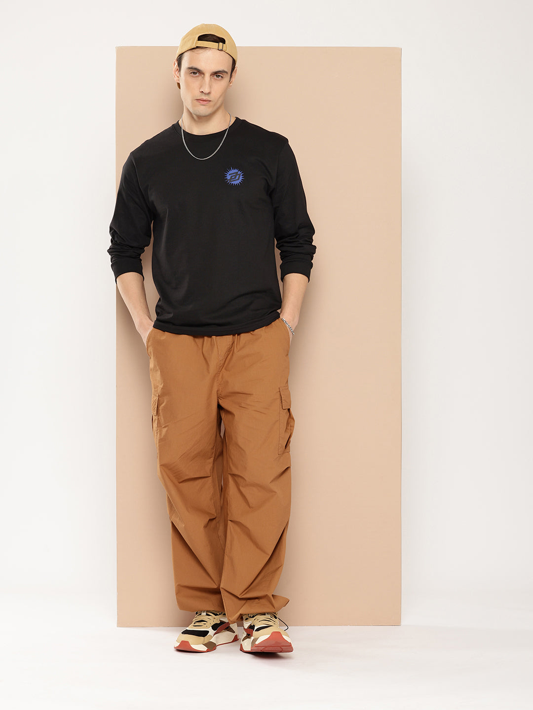 Mens Full Sleeve Round Neck Back Printed Oversized Fit Tshirts