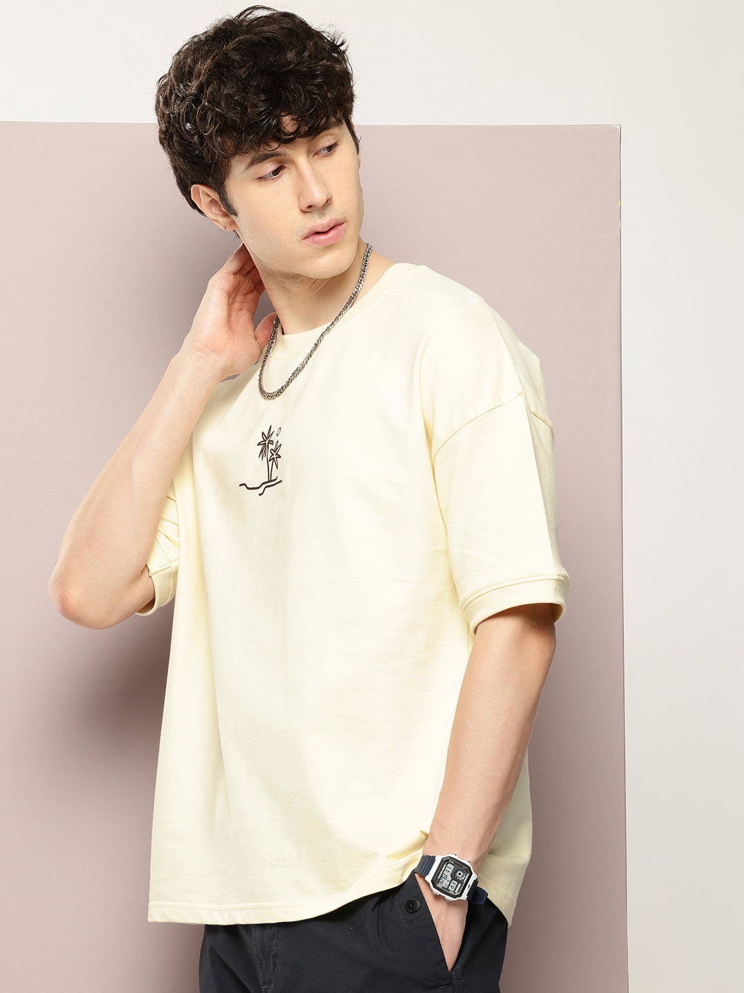 Mens Half Sleeve Round Neck Back Printed Oversized Fit Tshirts