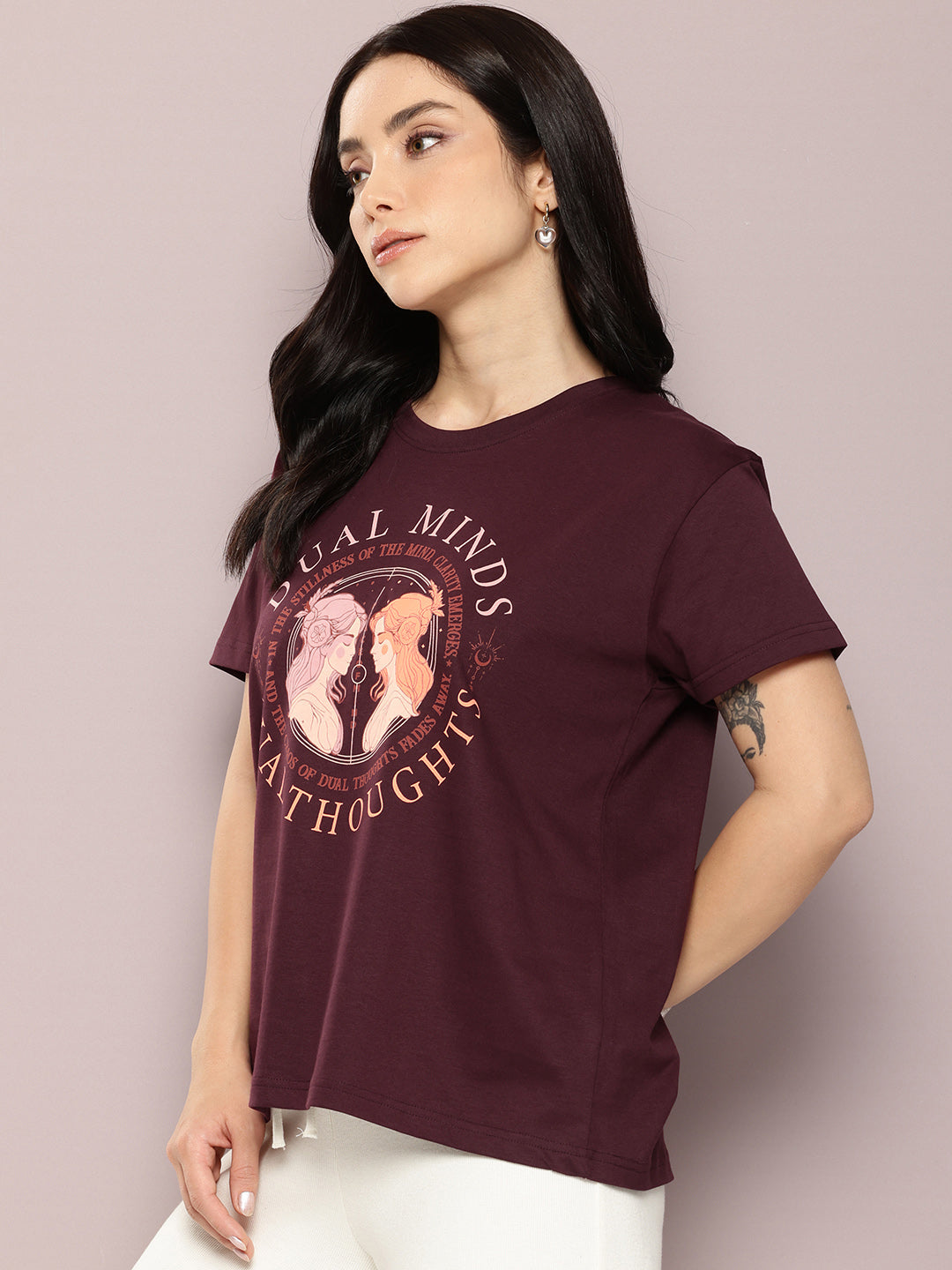 Womens Half Sleeve Round Neck Printed Boxy Fit Tshirts