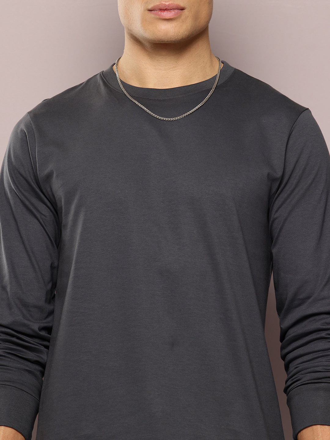 Mens Full Sleeve Round Neck Solid Regular Fit Tshirts
