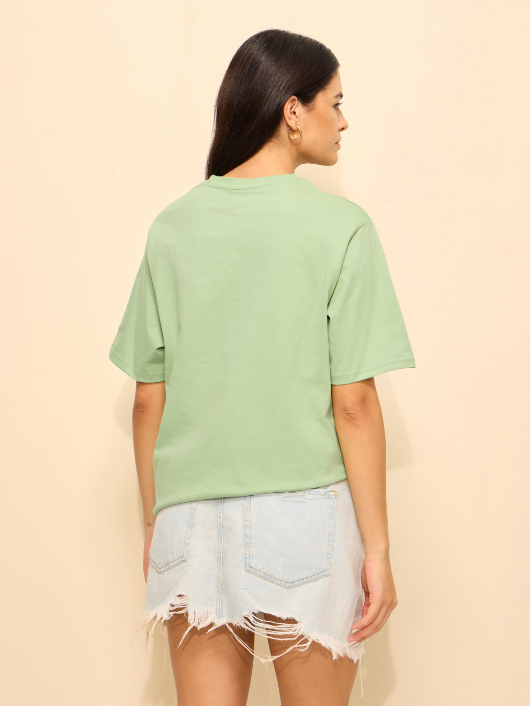 Womens Embroidery Oversized Fit Cotton T-Shirt