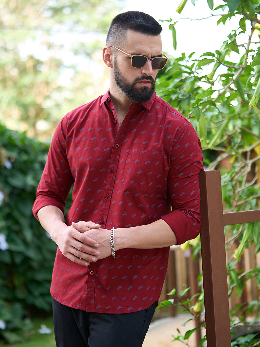 Men All Over Printed Full Sleeve Shirt With Pocket
