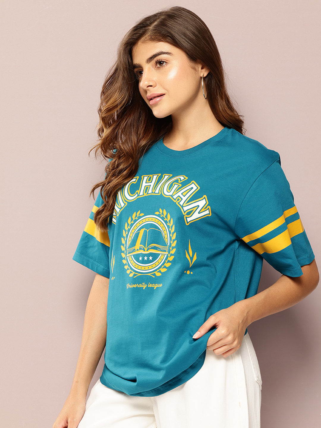 Womens Short Sleeve Printed Oversized Fit Tshirt