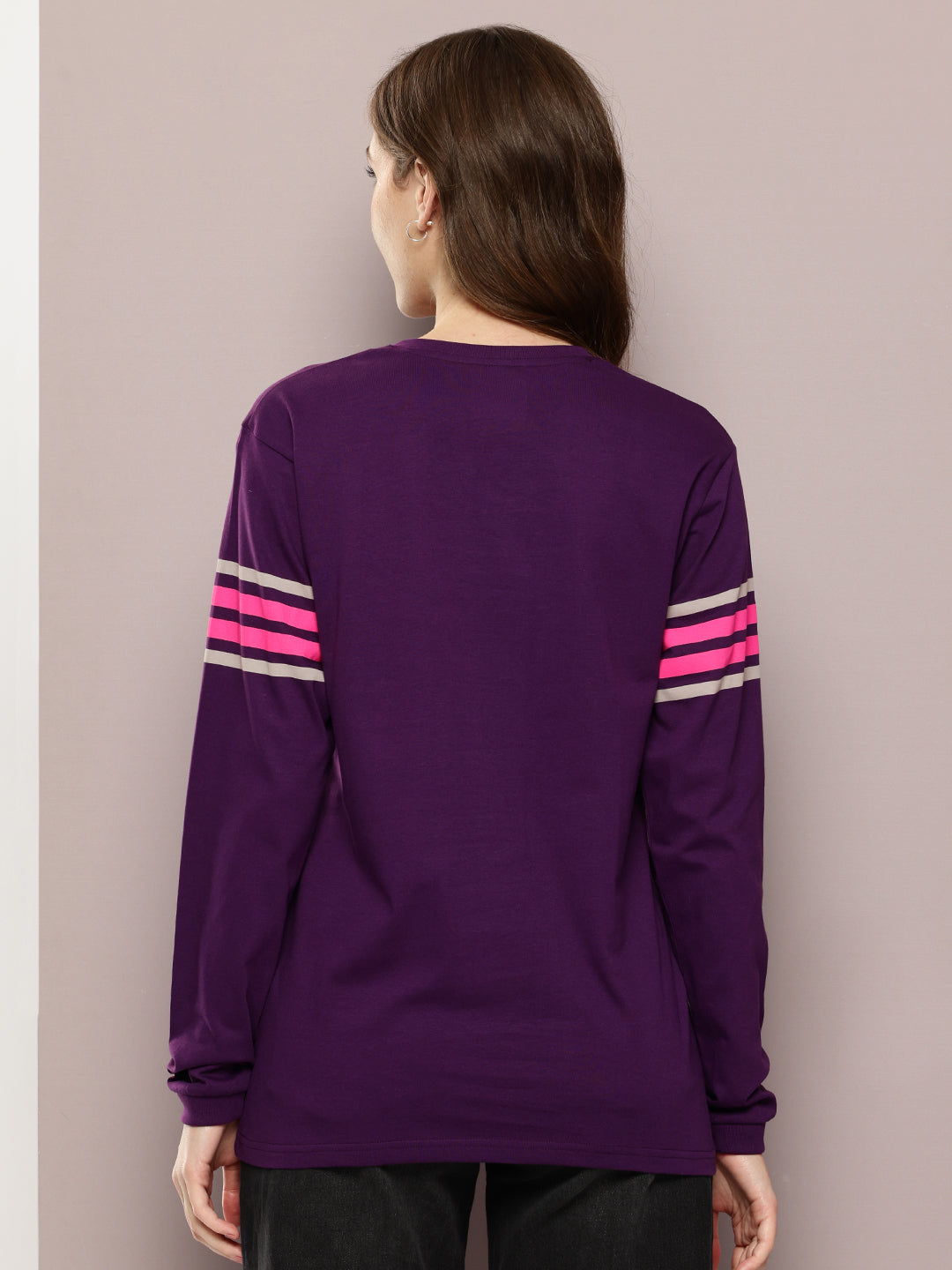 Womens Full Sleeve Round Neck Printed Oversized Fit Tshirts