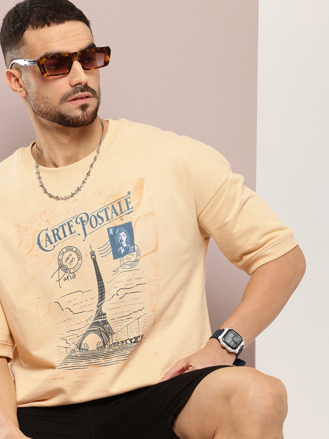 Mens Half Sleeve Round Neck Printed Oversized Fit Tshirts