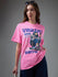 Womens Printed Round Neck Oversized Fit Tshirt