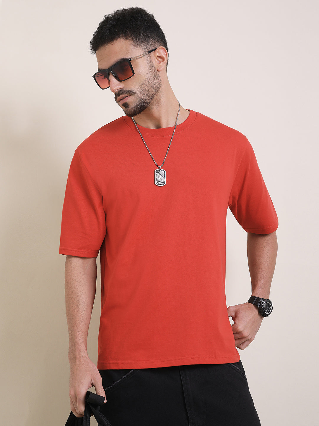 Mens Half Sleeve Round Neck Back Printed Oversized Fit Tshirts
