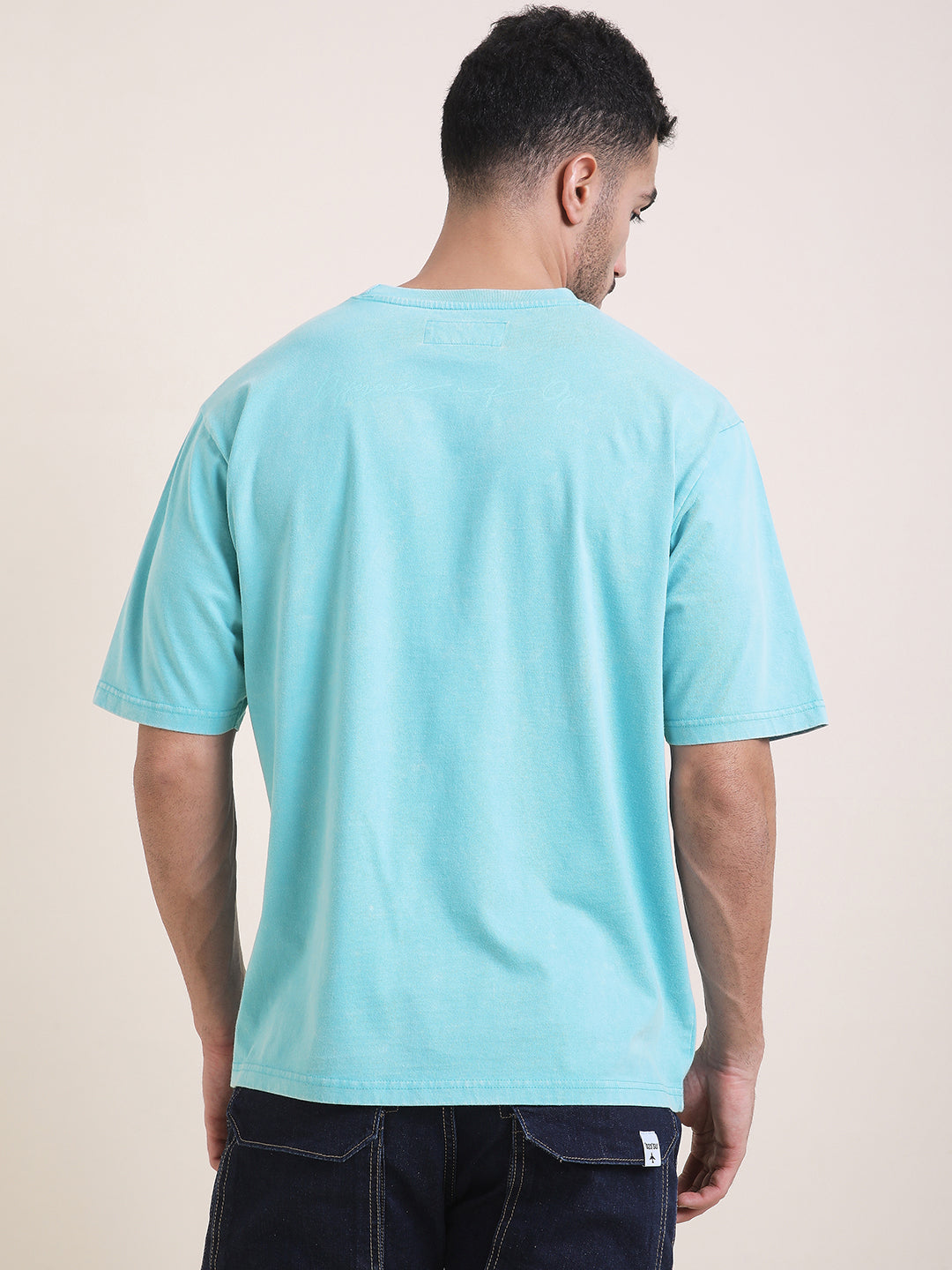 Mens Half Sleeve Round Neck Back Printed Oversized Fit Tshirts