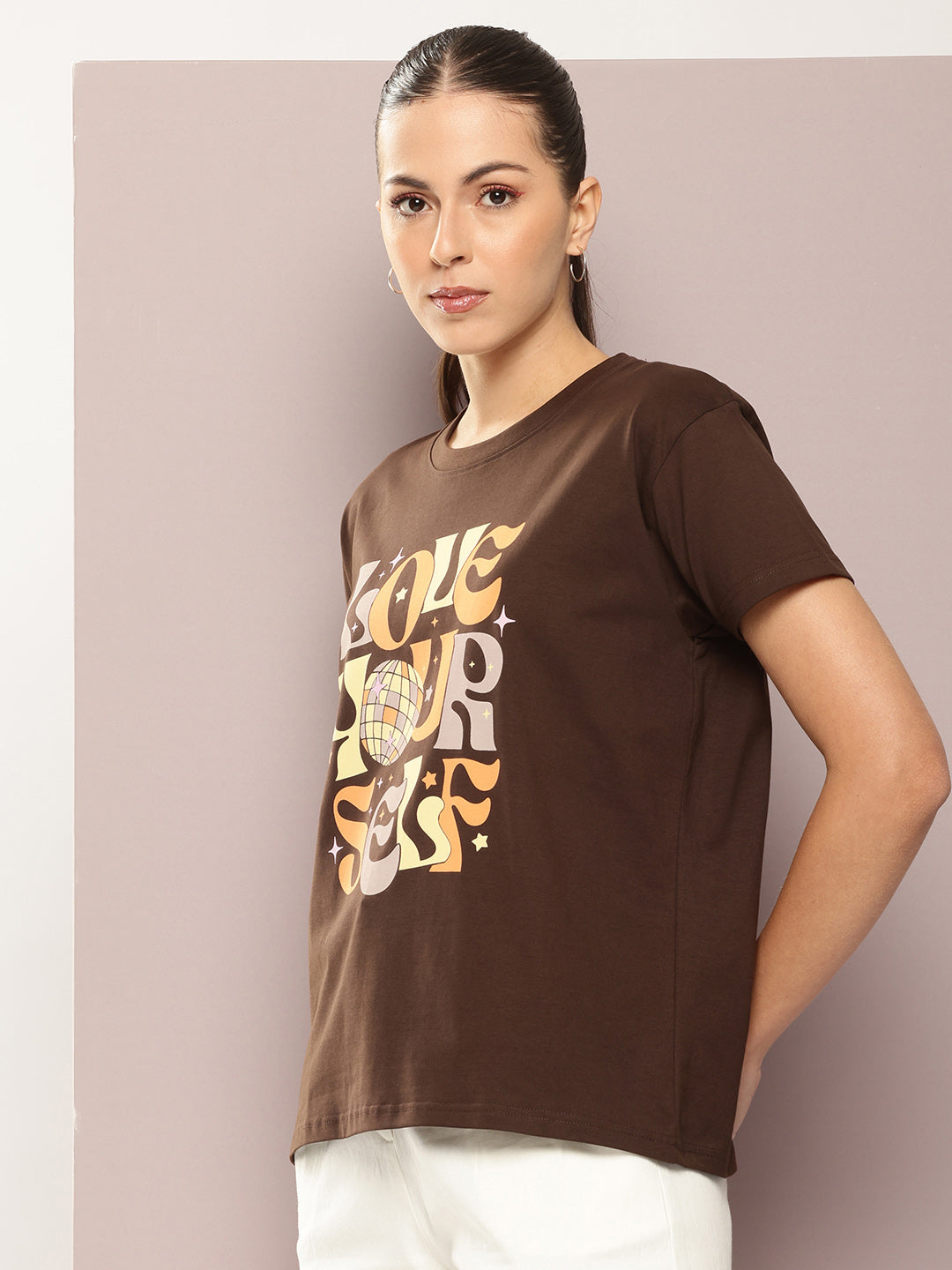 Womens Half Sleeve Round Neck Printed Boxy Fit Tshirts