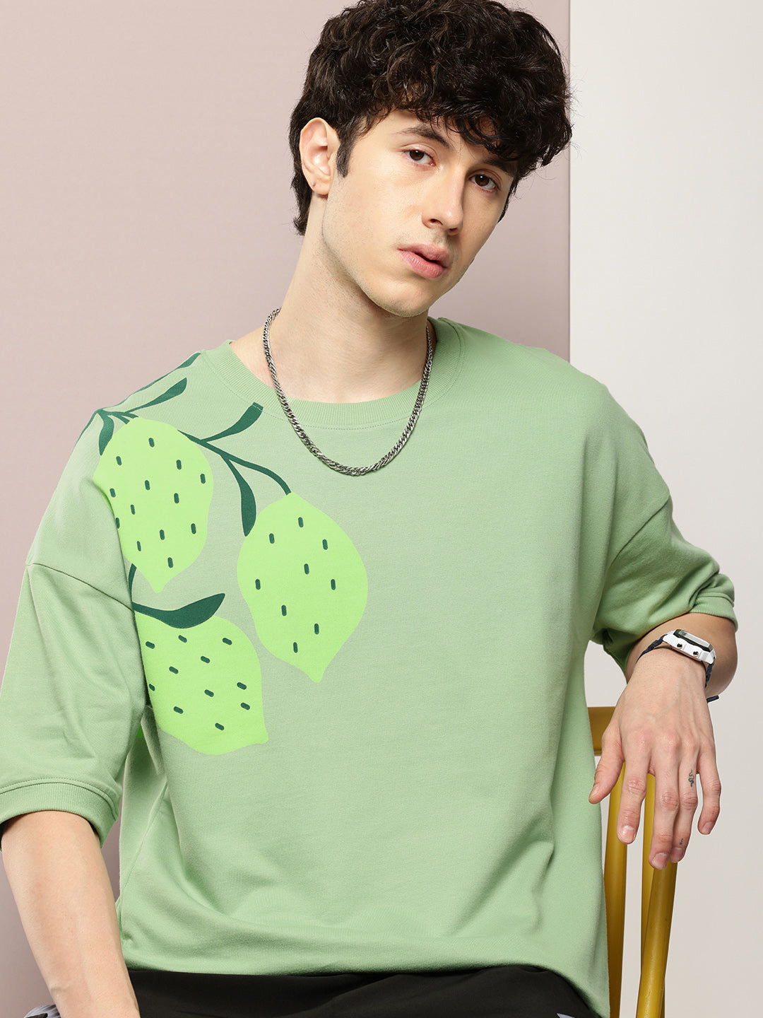 Mens Half Sleeve Round Neck All-Over Printed Oversized Fit Tshirts