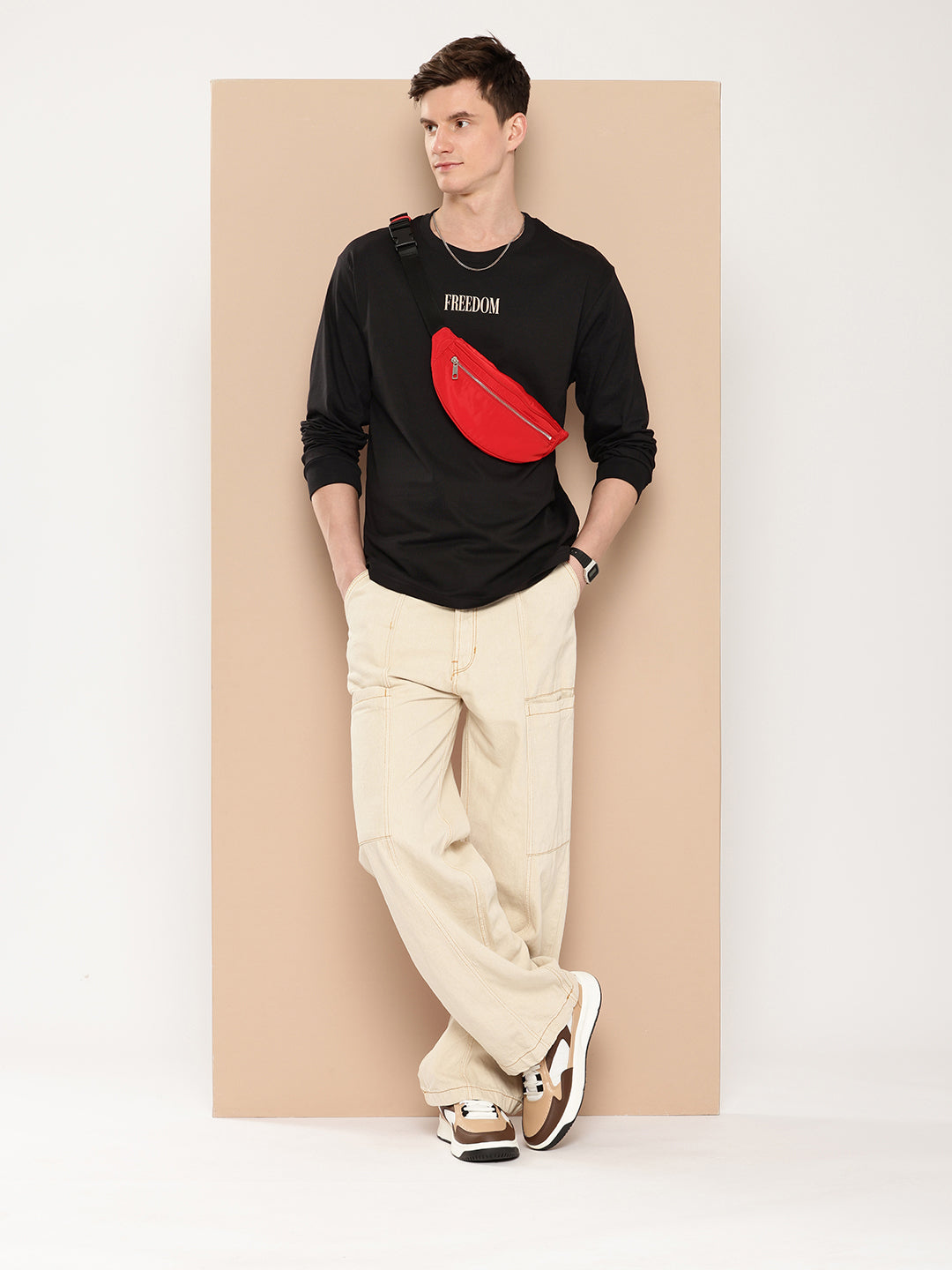 Mens Full Sleeve Round Neck Back Printed Oversized Fit Tshirts