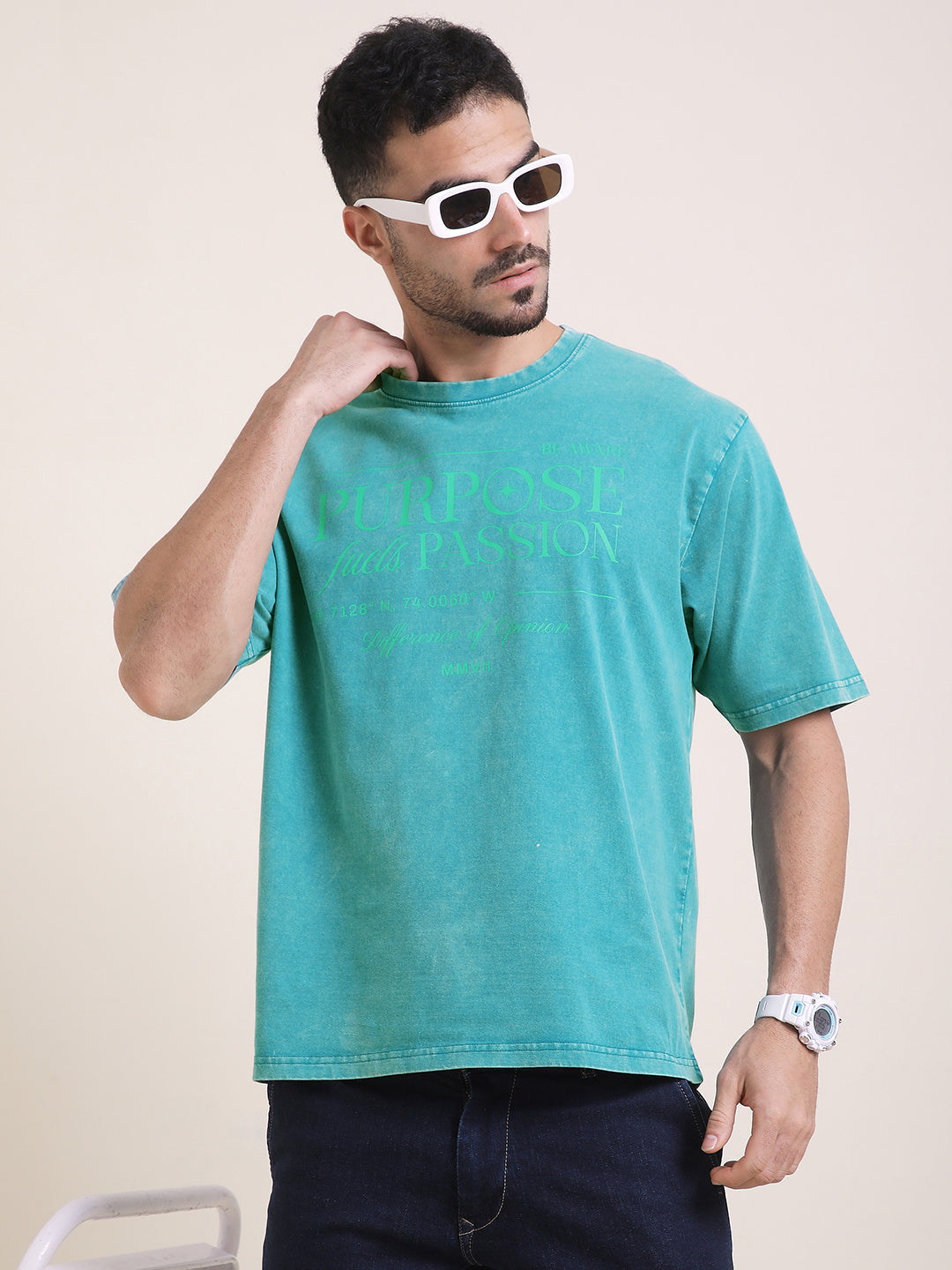 Mens Half Sleeve Round Neck Printed Oversized Fit Tshirts