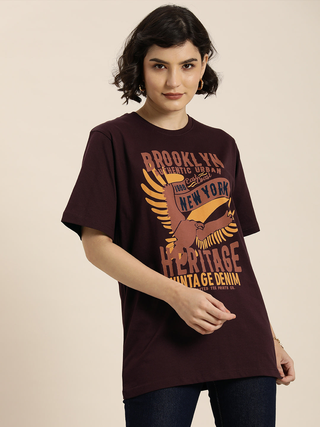 Womens Half Sleeve Round Neck Oversized Fit T-Shirts