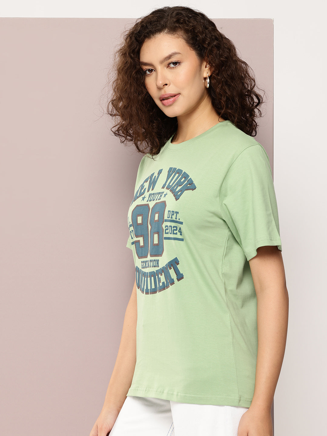 Womens Half Sleeve Round Neck Printed Oversized Fit Tshirts