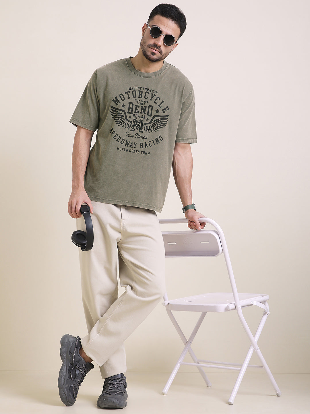 Mens Half Sleeve Round Neck Printed Oversized Fit Tshirts