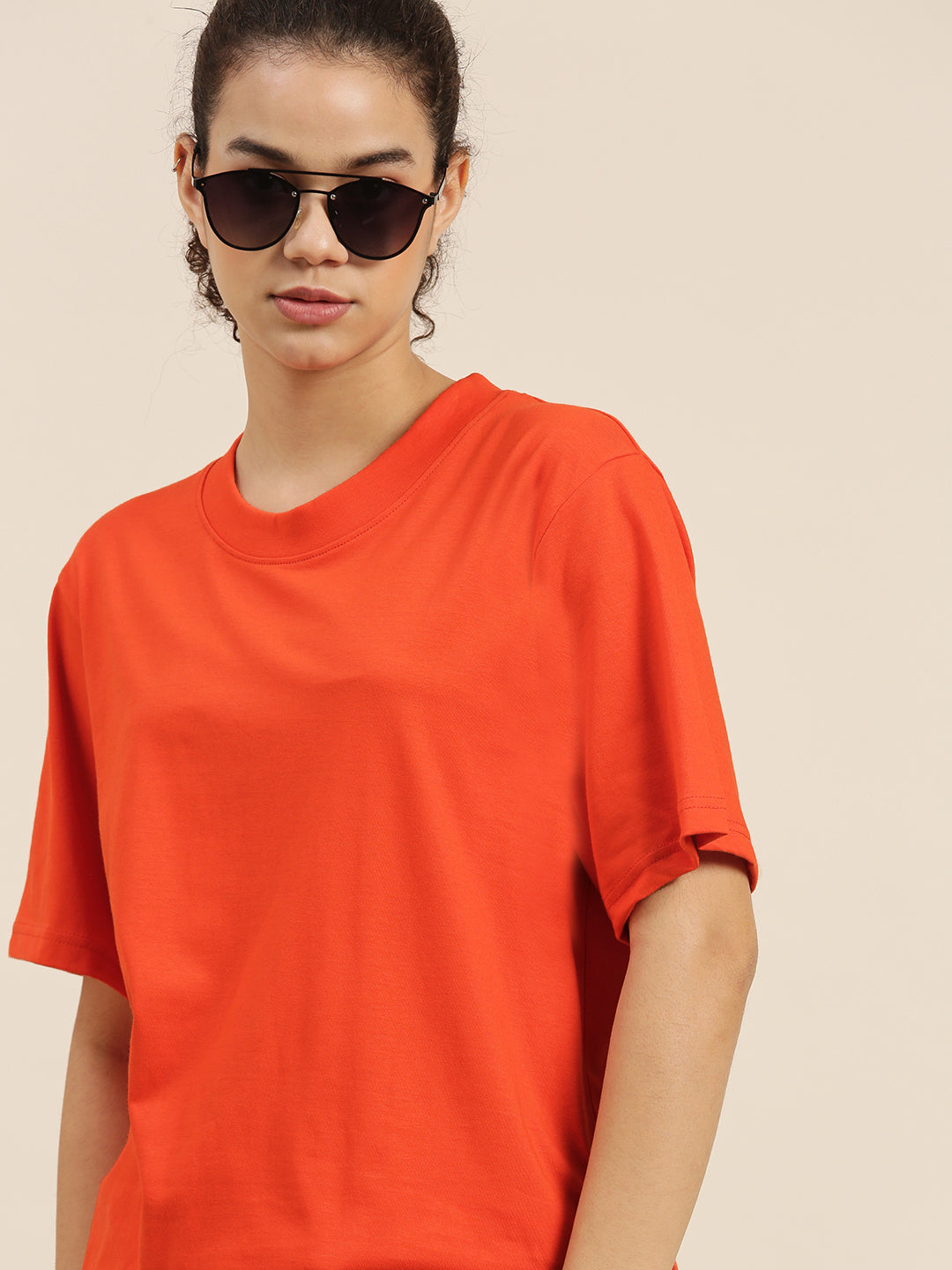Womens Half Sleeve Round Neck Oversized Fit T-Shirts