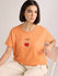 Womens Embroidery Boxy Regular Fit French Terry Cotton Tshirt