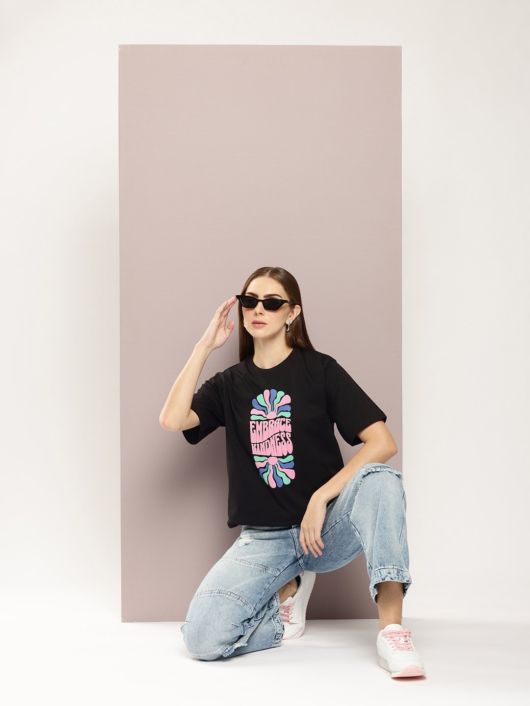 Womens Half Sleeve Round Neck Oversized Fit T-Shirts
