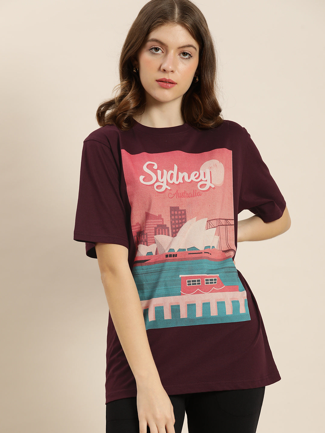 Womens Half Sleeve Round Neck Oversized Fit T-Shirts