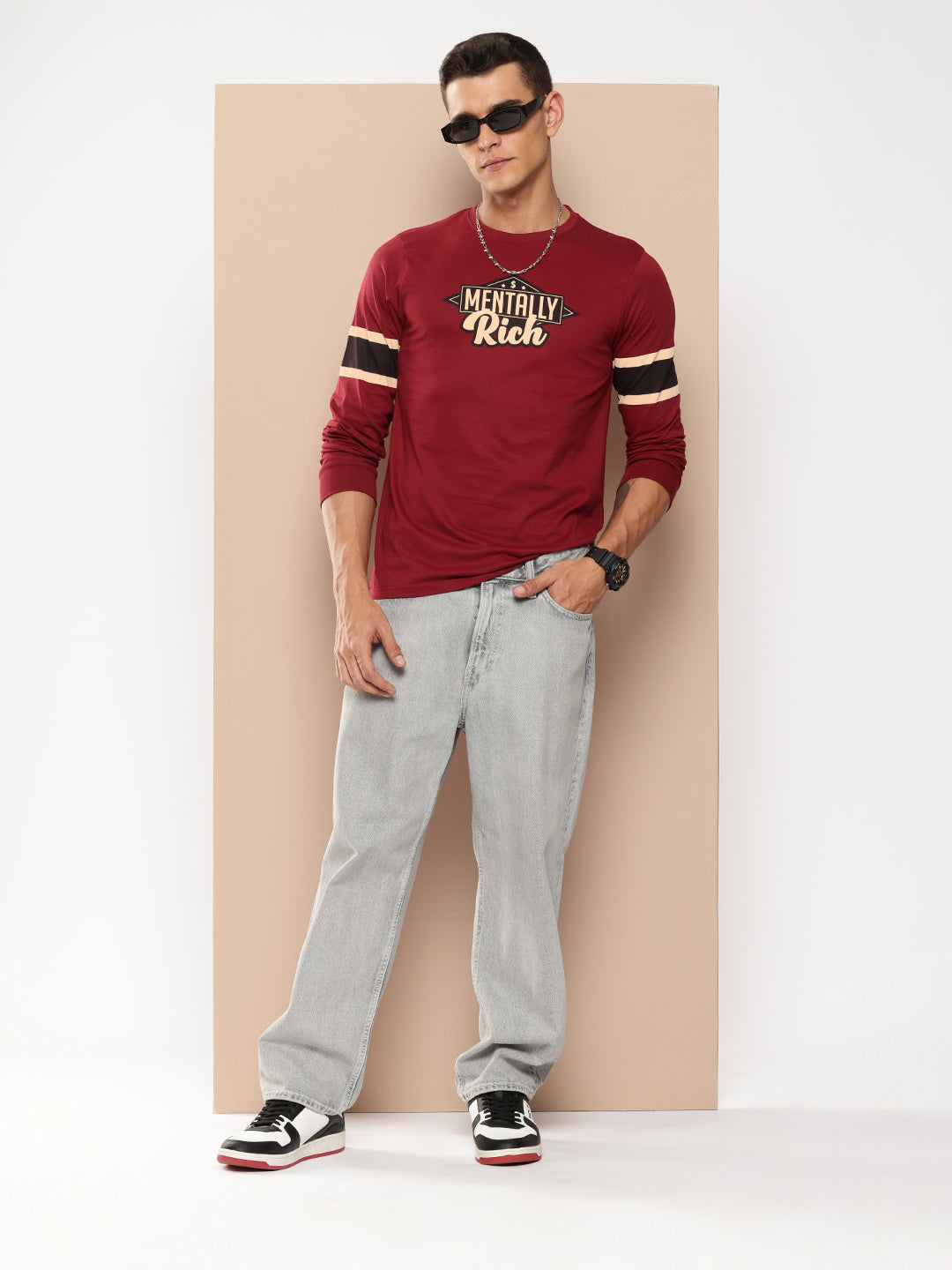 Mens Full Sleeve Round Neck Printed Regular Fit Tshirts