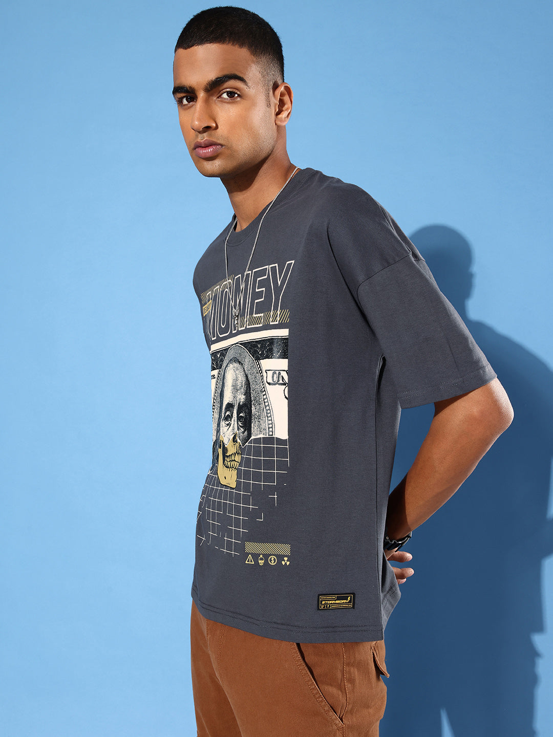 Mens Half Sleeve Drop Shoulder Printed Oversized Fit T-Shirts