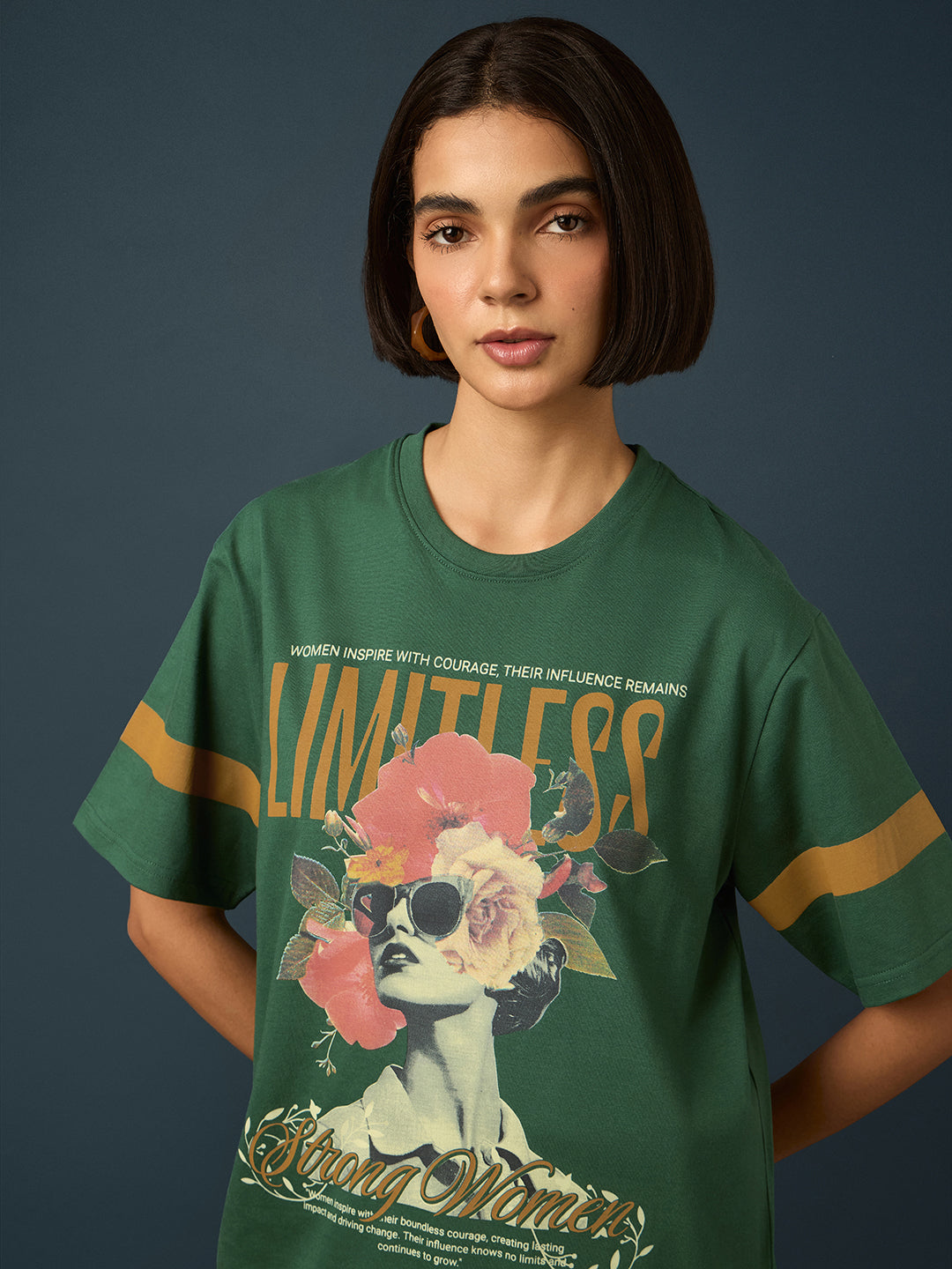 Womens Short Sleeve Printed Oversized Fit Tshirt 