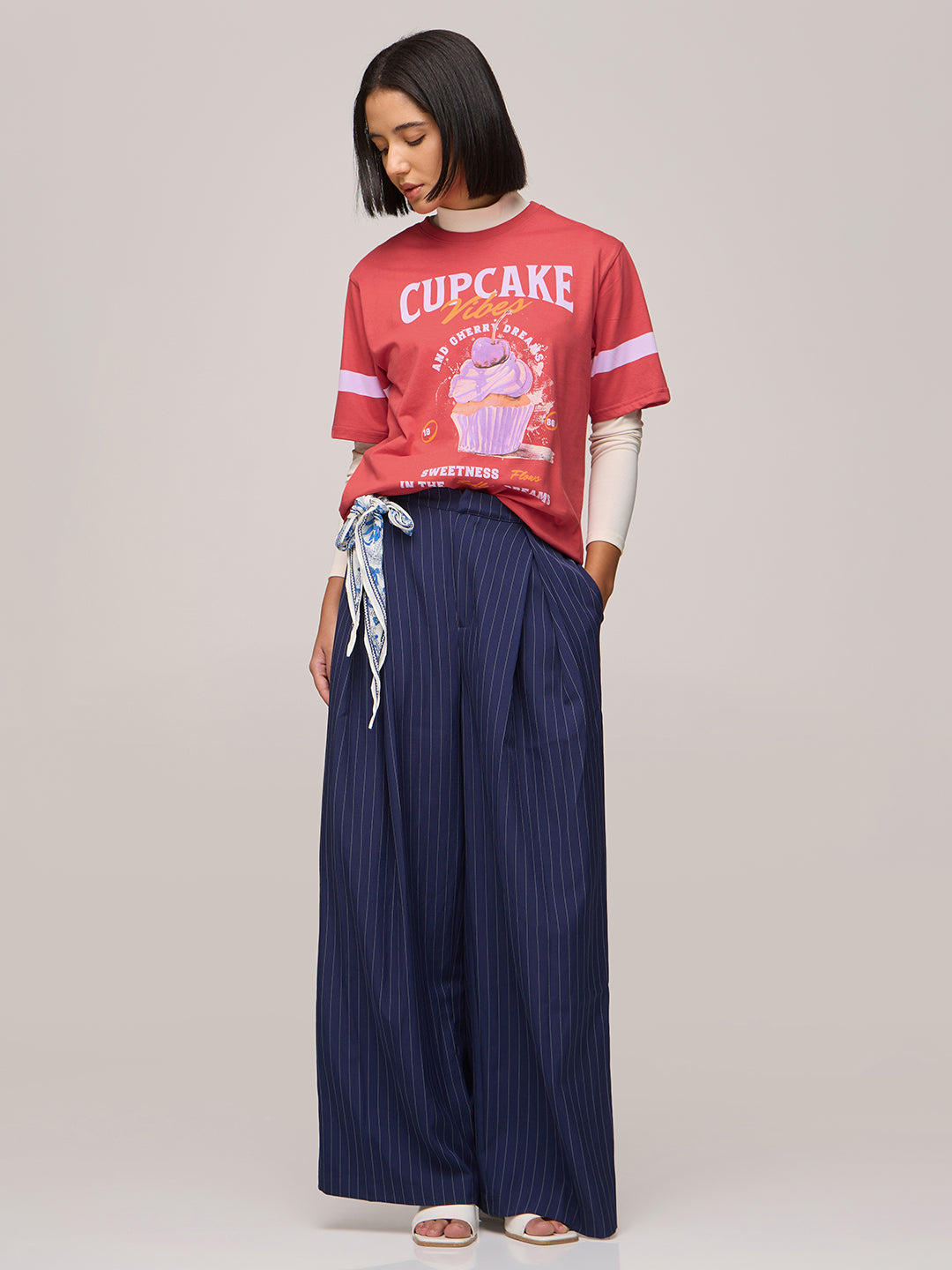 Womens Printed Oversized Fit Cotton T-Shirt