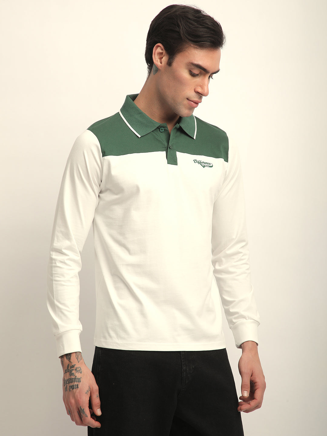 Mens Full Sleeve Polo Neck Printed Regular Fit Tshirts