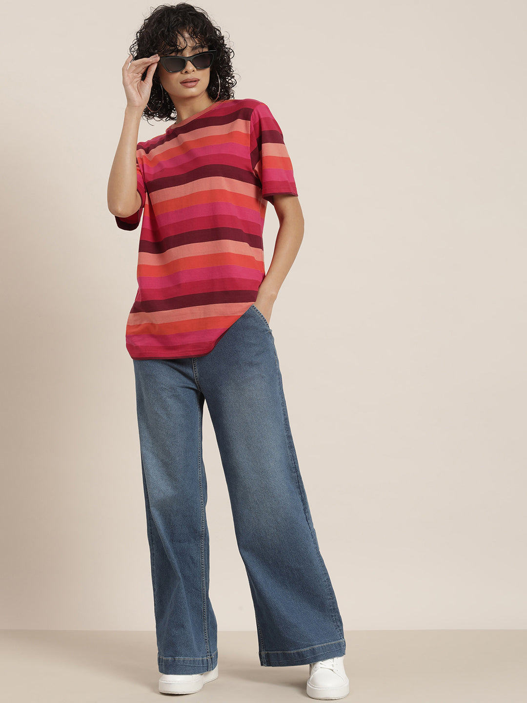 Womens Half Sleeve Round Neck Oversized Fit T-Shirts