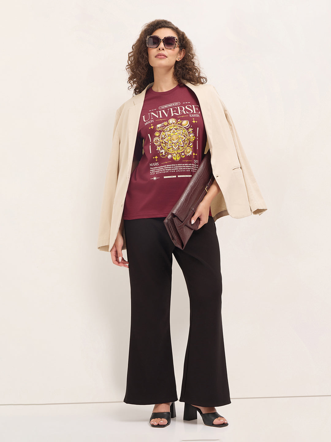 Womens Half Sleeve Round Neck Printed Oversized Fit Tshirts