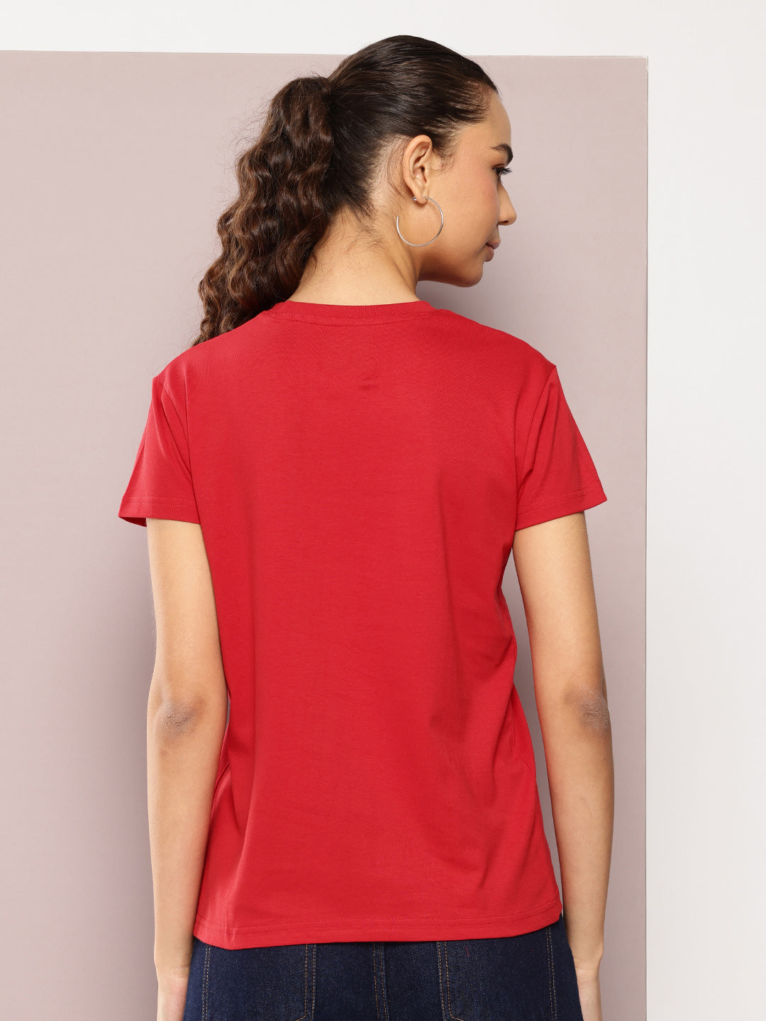 Womens Half Sleeve Round Neck Printed Regular Fit Tshirts