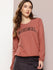 Womens Full Sleeve Round Neck Embroidered Relaxed Fit Tshirts