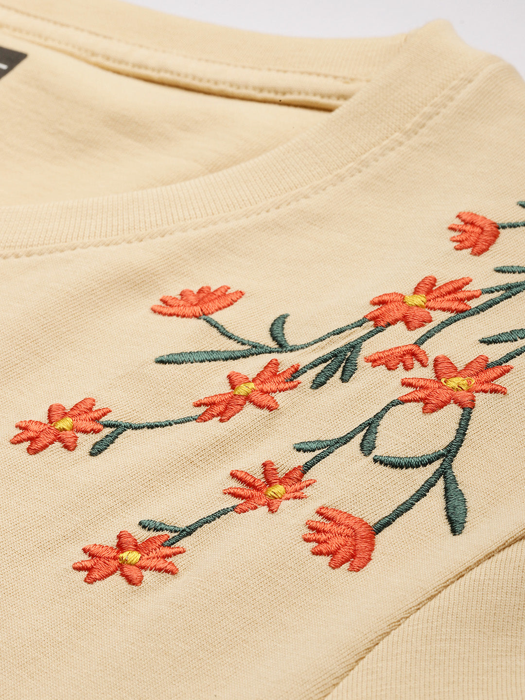 Womens Half Sleeve Round Neck Embroidered Boxy Fit Tshirts