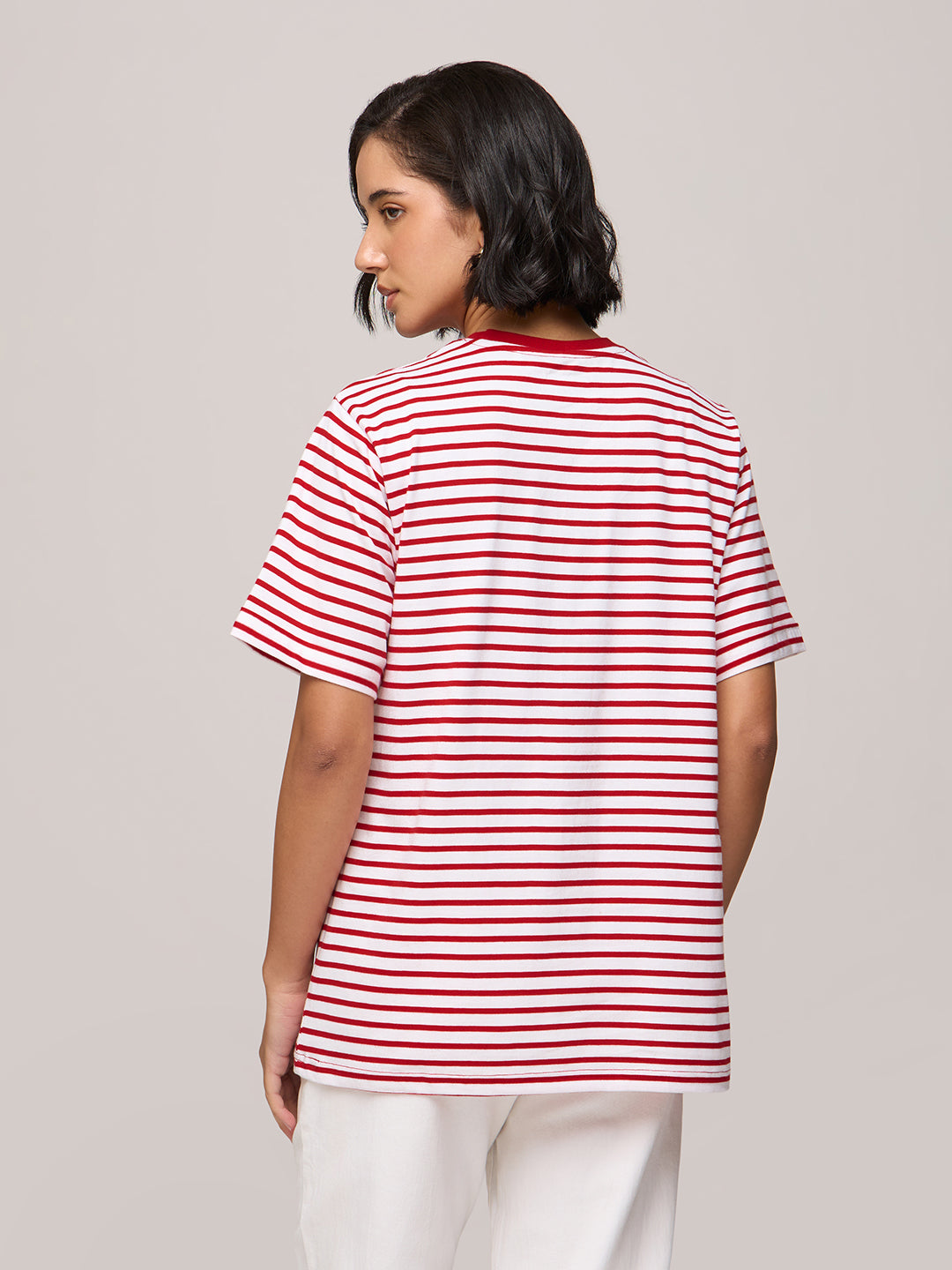 Womens Striped Oversized Fit Cotton T-Shirt
