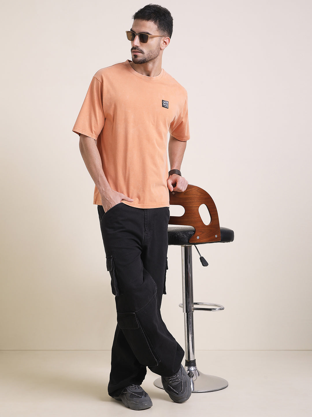 Mens Half Sleeve Round Neck Back Printed Oversized Fit Tshirts