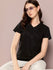 Womens Short Sleeve Solid V-Neck Regular Fit Tshirt