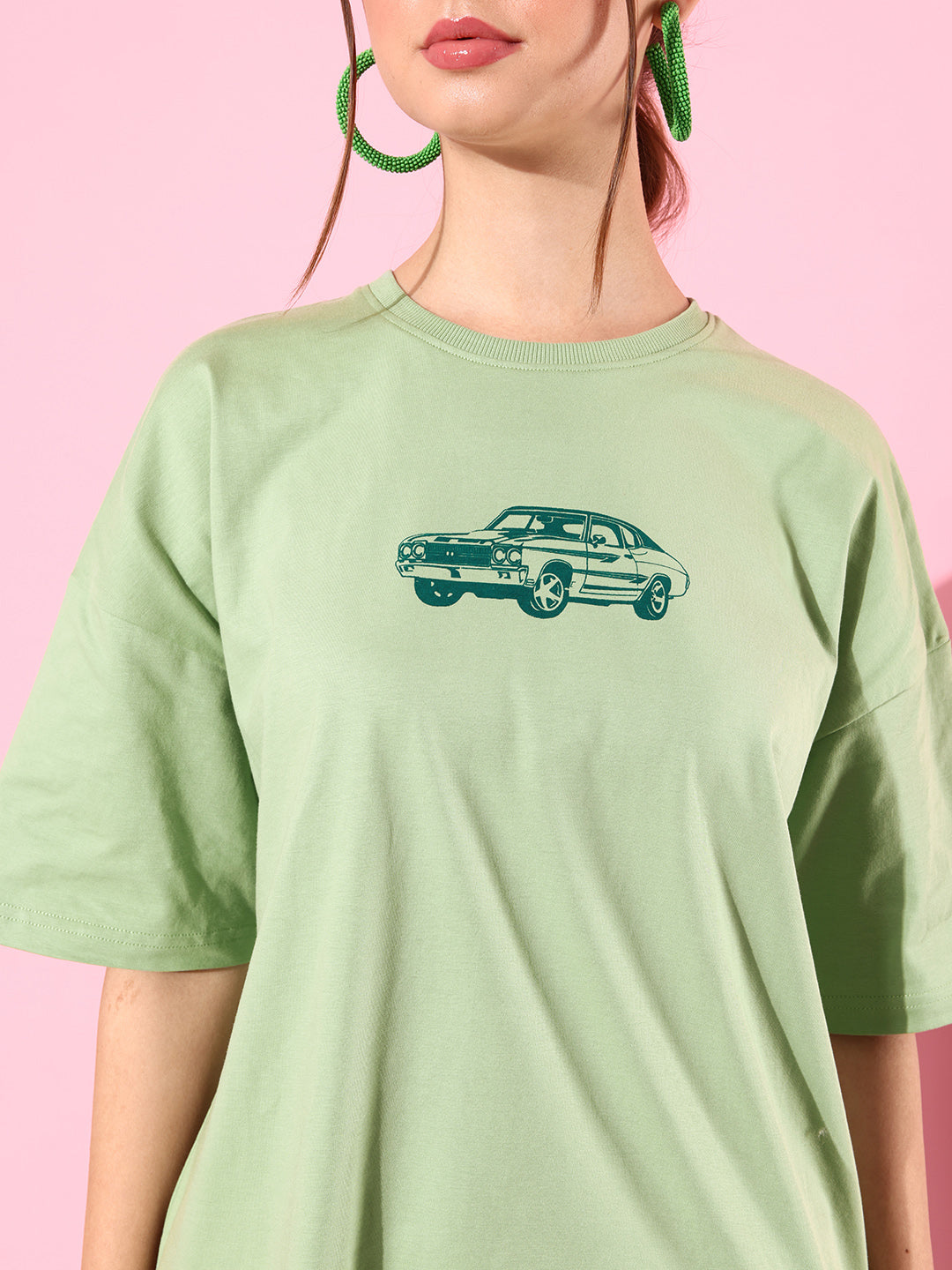Womens Half Sleeve Drop Shoulder Printed Oversized Fit T-Shirts