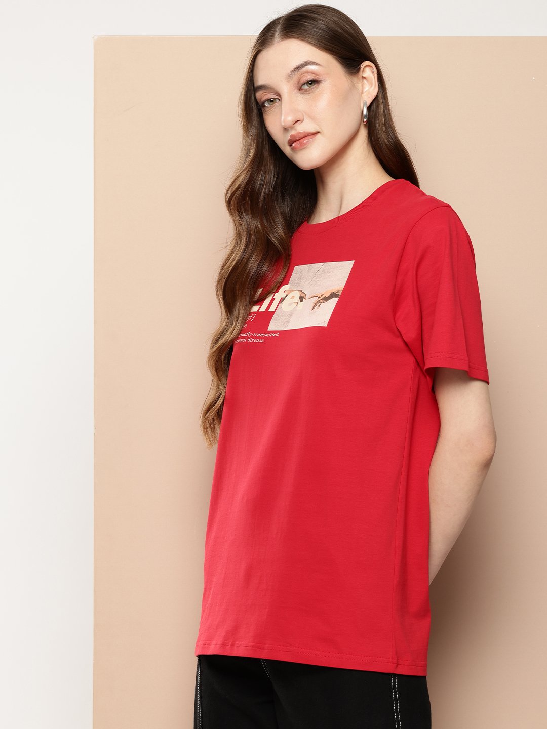 Womens Half Sleeve Round Neck Oversized Fit T-Shirts