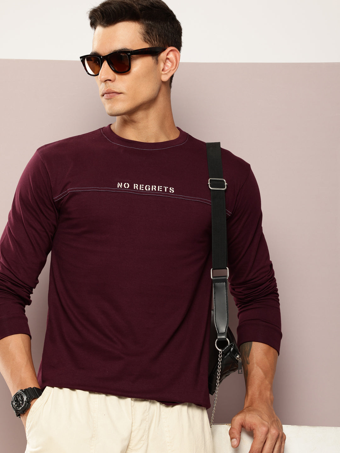 Mens Full Sleeve Round Neck Printed Regular Fit Tshirts