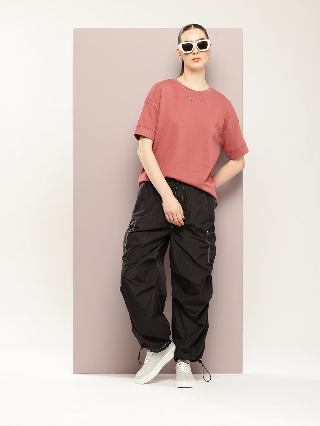Womens Half Sleeve Round Neck Solid Oversized Fit Tshirts