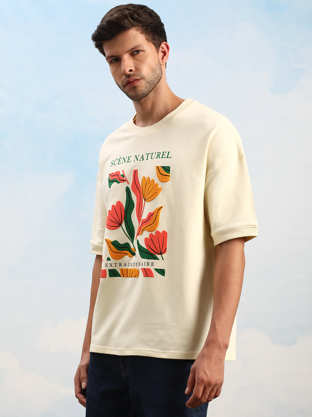 Mens Half Sleeve Printed Oversized Tshirt