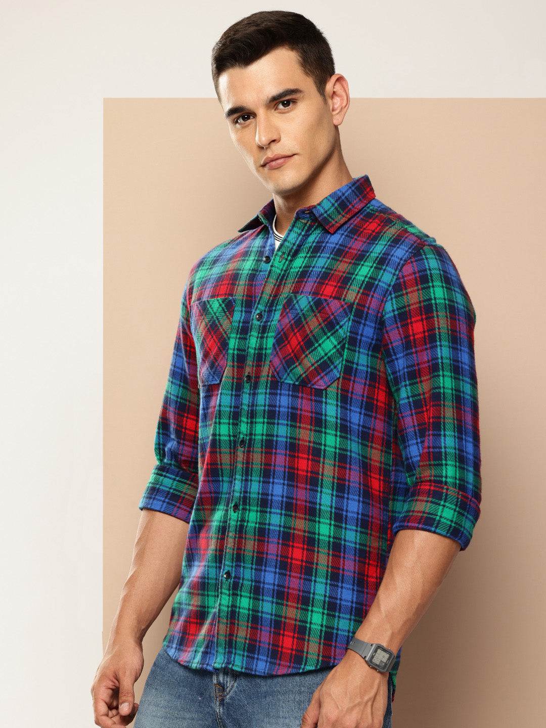 Men Checked Full Sleeve Casual Shirt With Pocket