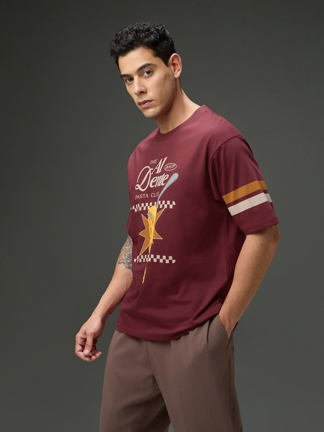 Mens Round Neck Half Sleeve Printed Oversized Fit Tshirt