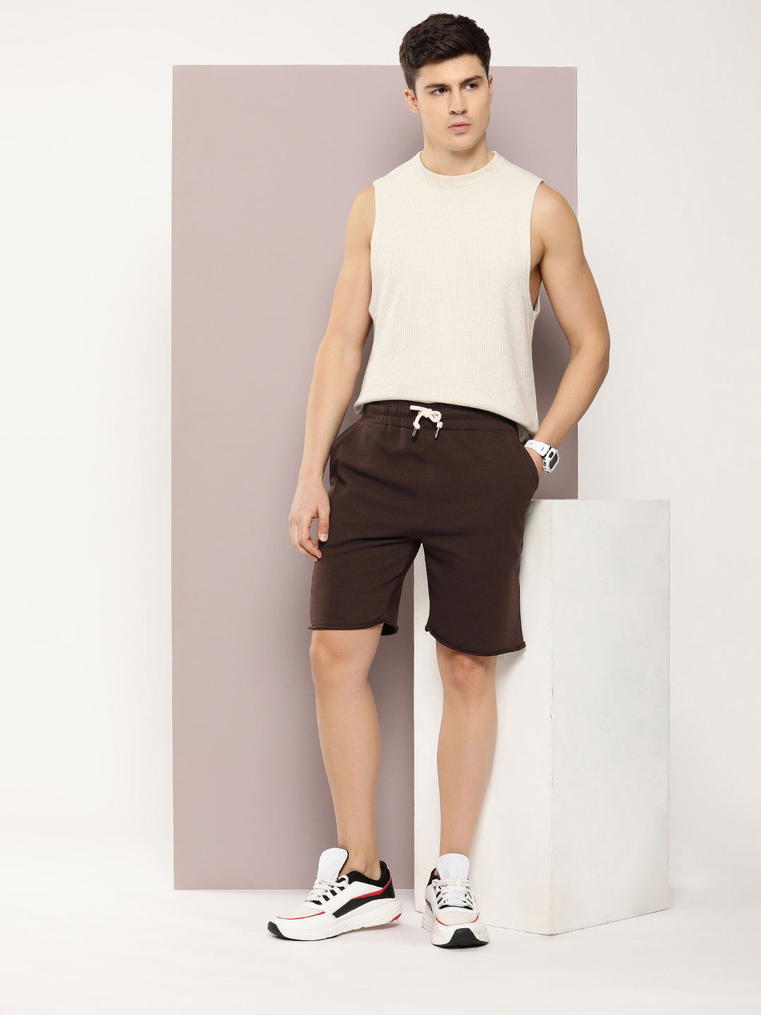 Men Solid Regular Fit Shorts