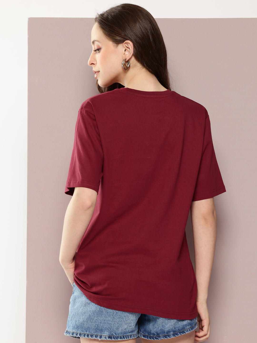 Womens Half Sleeve Round Neck Printed Oversized Fit Tshirts