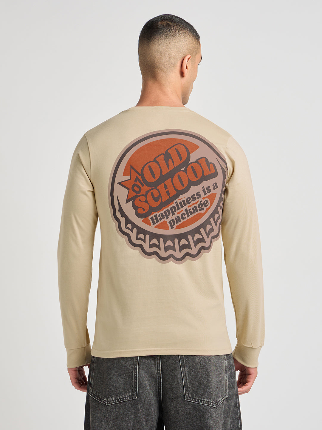 Mens Printed Regular Fit Full Sleeve Round Neck Tshirt