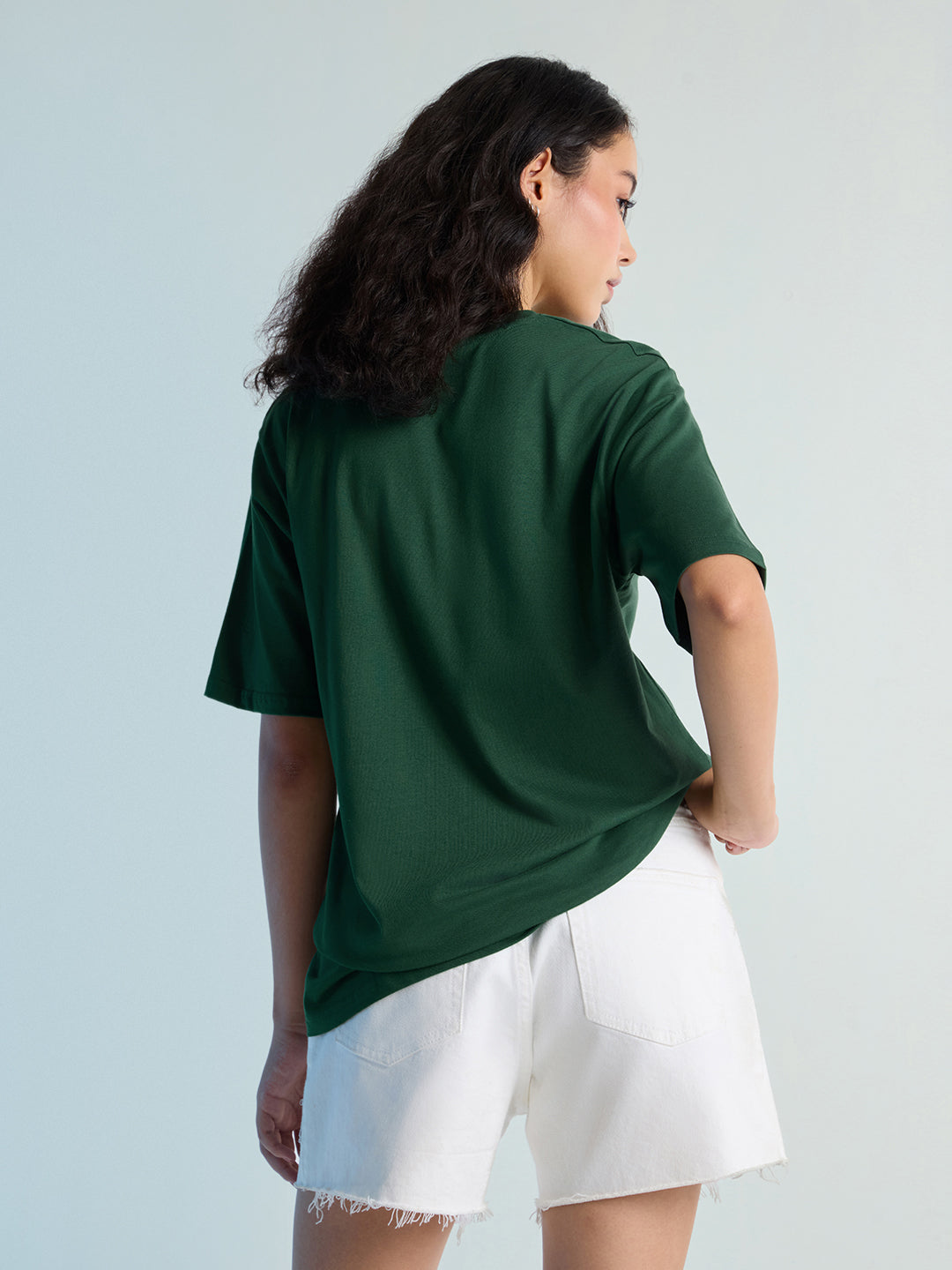 Womens Stud Detailed Oversized Round Neck Tshirt 